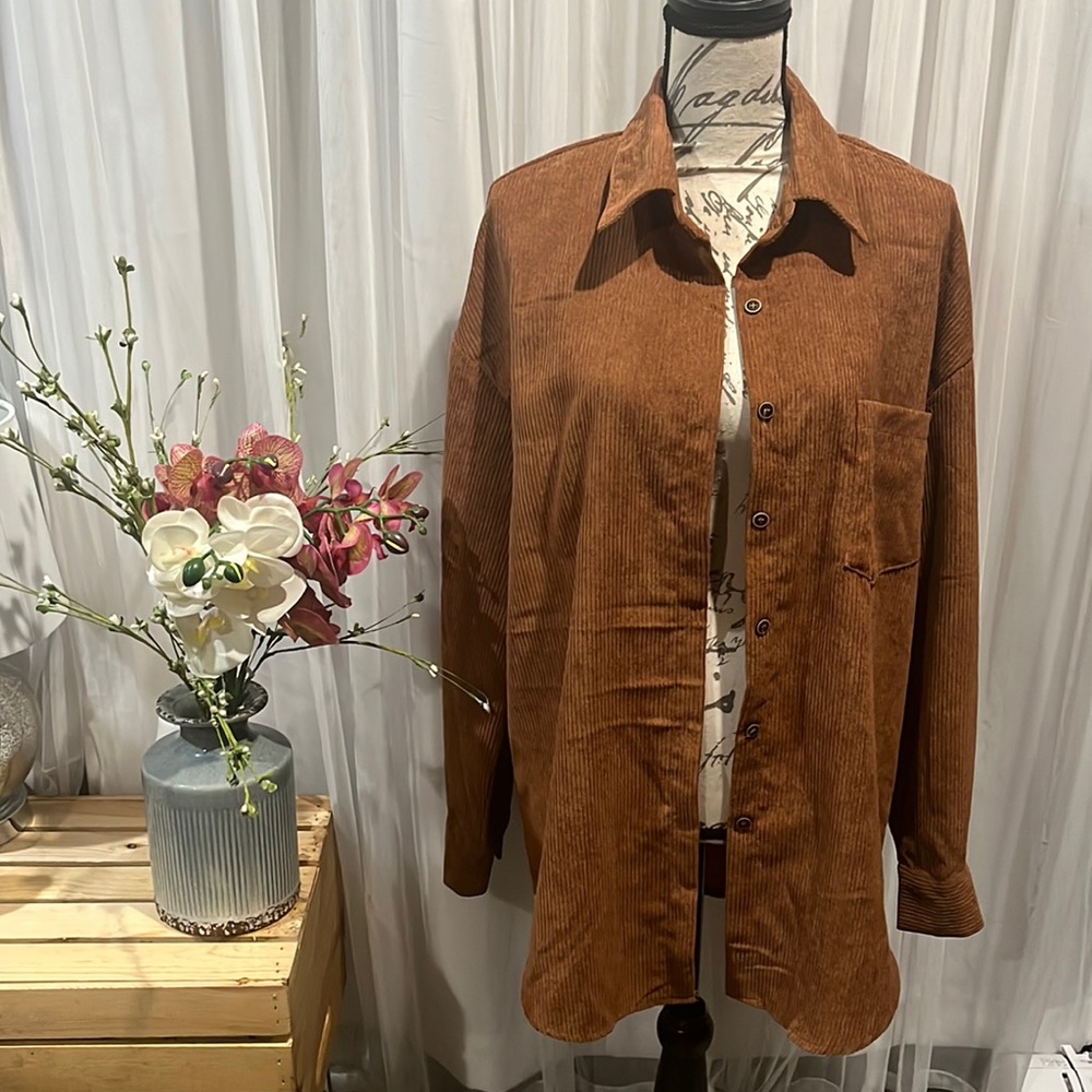 Size large in a brown meets orange color